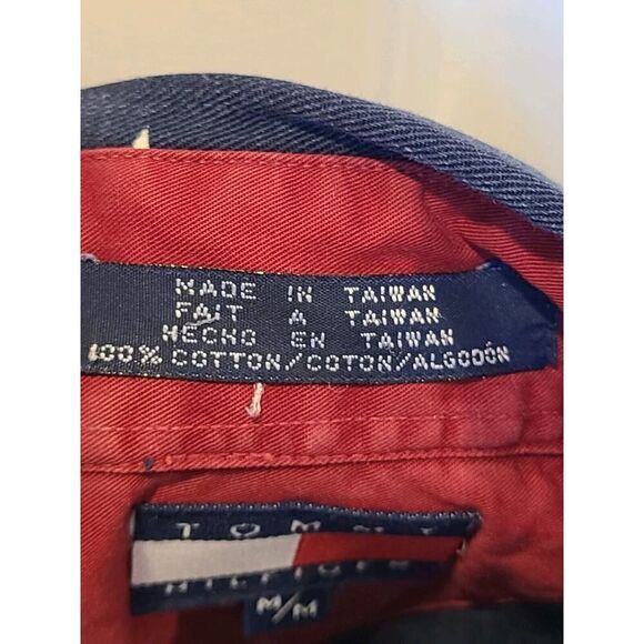 Vintage 90s Tommy Hilfiger Blue Star Pattern Button Down Shirt Nice Fade | M EUC - Picture 3 of 12